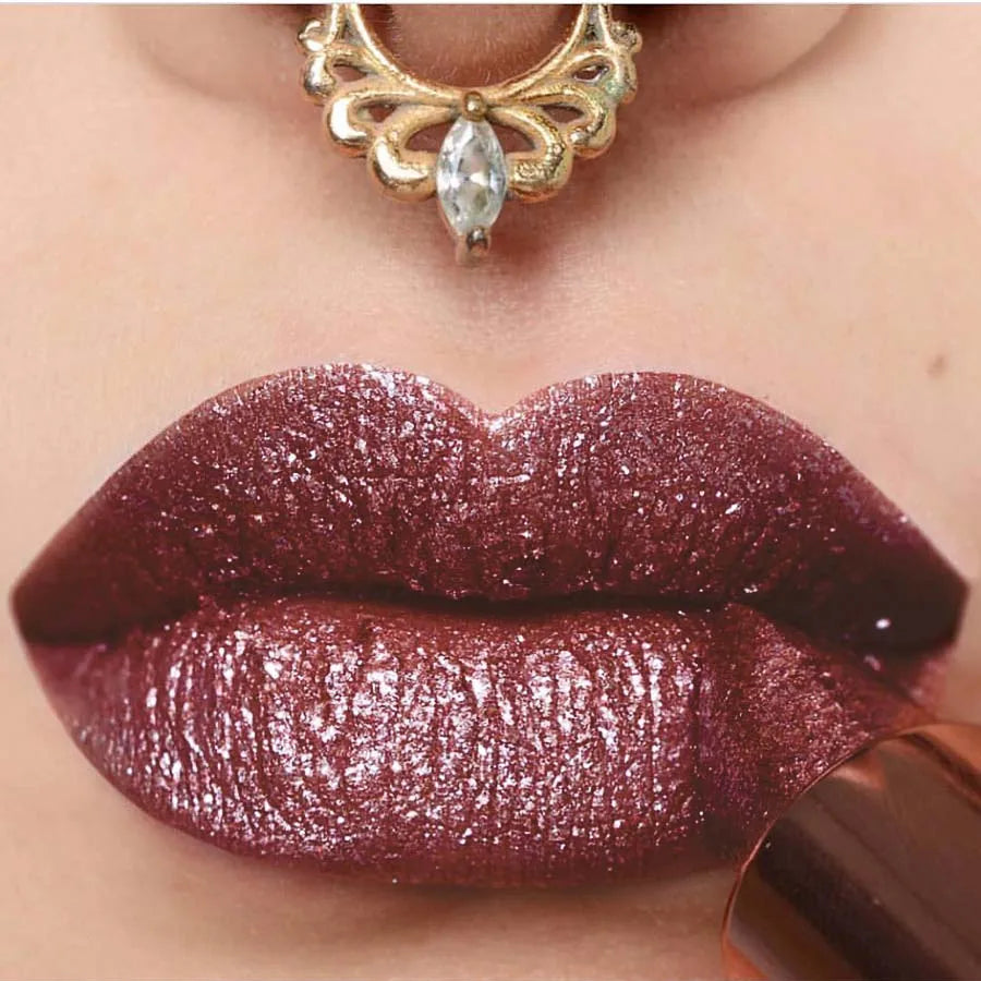 Red Metallic Lipstick Long Lasting Glitter Waterproof Lip Glaze Qme