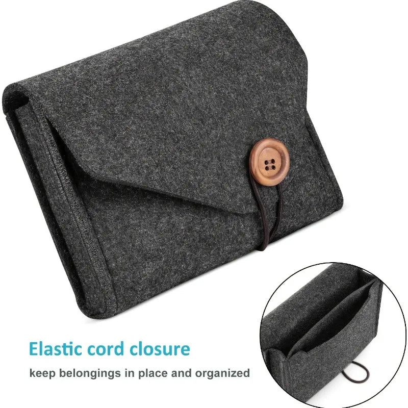 Travel Electronics Organizer Felt Cable Storage Case Power Adapter Qme