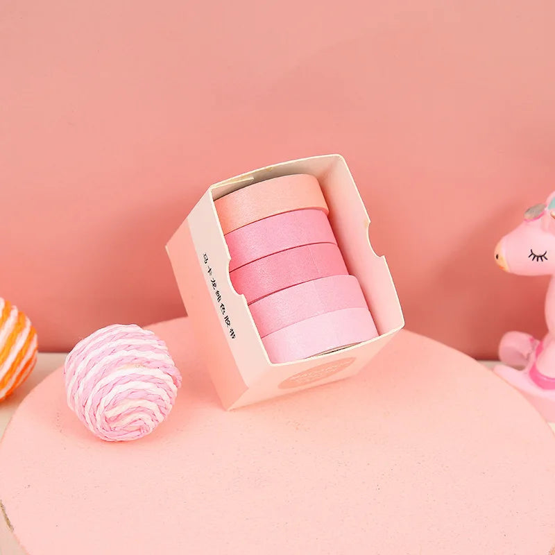 10mm*2m 5 Roll Kawaii Cartoon Washi tape Set Diy Decorative collage Diary Album Scrapbooking material Creativity Decor tape Qme C