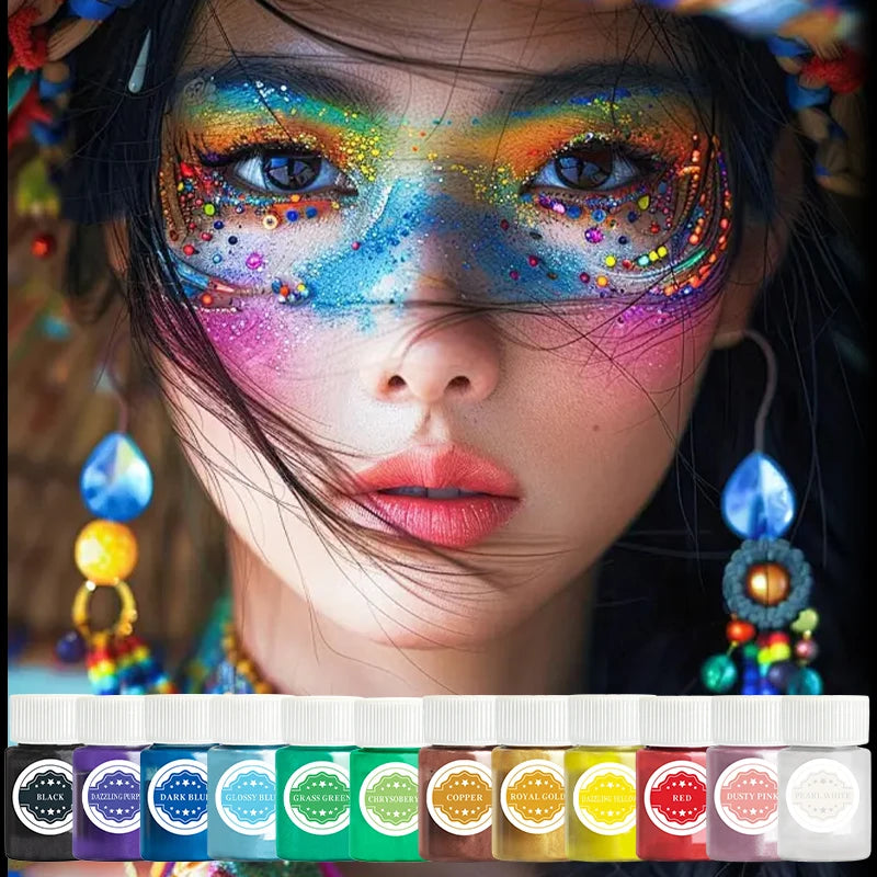 12 Colors Shimmer Mica Powder Metallic Earth Tones Vibrant Qme