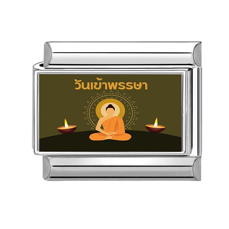 Floating Water Lanterns offer sacrifices Buddhist Lent Charms Italian Links Fit 9mm Bracelet Stainless Steel DIY Making Jewelrys Qme Style 2