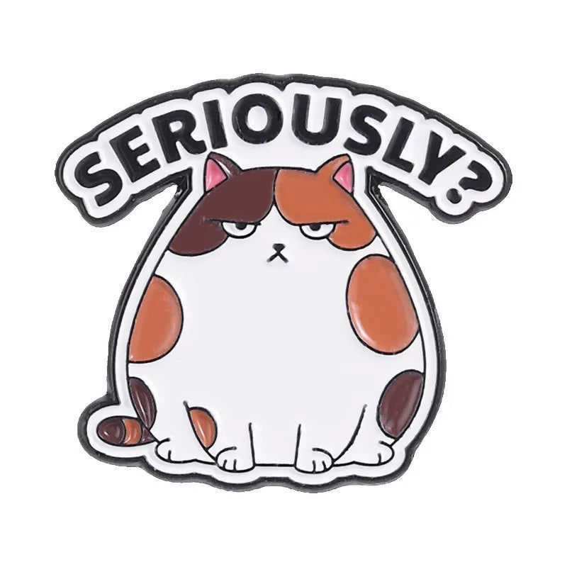 Cute Funny Cat Metal Enamel Pins Kawaii Cartoon Kitten Lapel Pin Animal Badge Decor for Backpack Clothes Fashion Jewelry Gift Qme style1