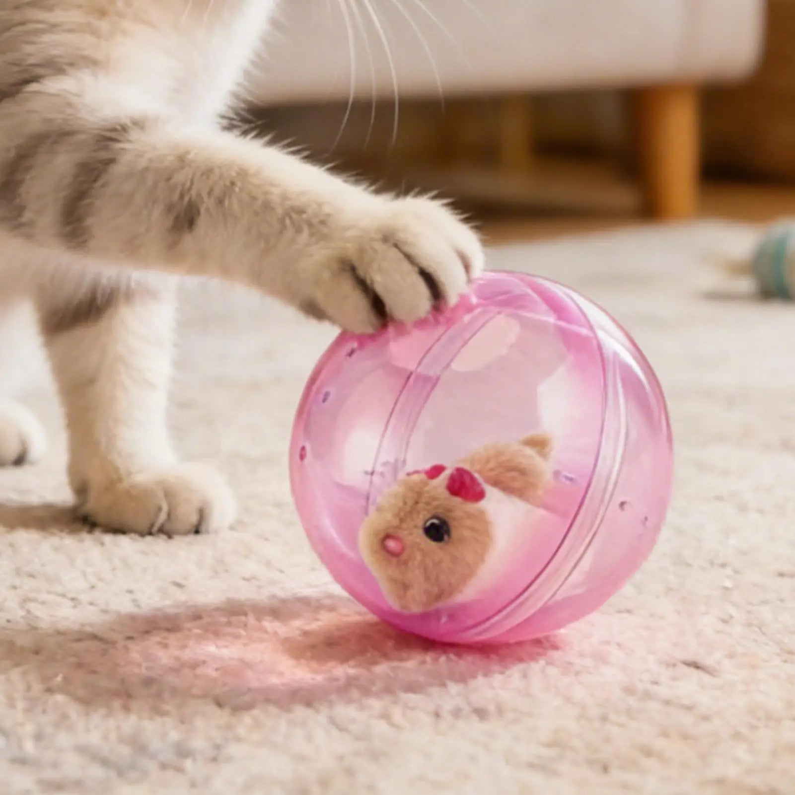 Interactive Plush Toys Automatic Rolling Ball Hamster Realistic Electric Pet for Cat Dog Bunny Child Girl Boy House Playroom Qme