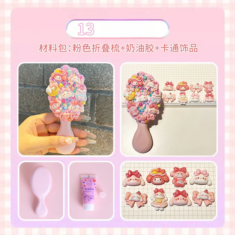 Hello Kitty Kuromi DIY Cream-colored Air-cushion Comb Materials