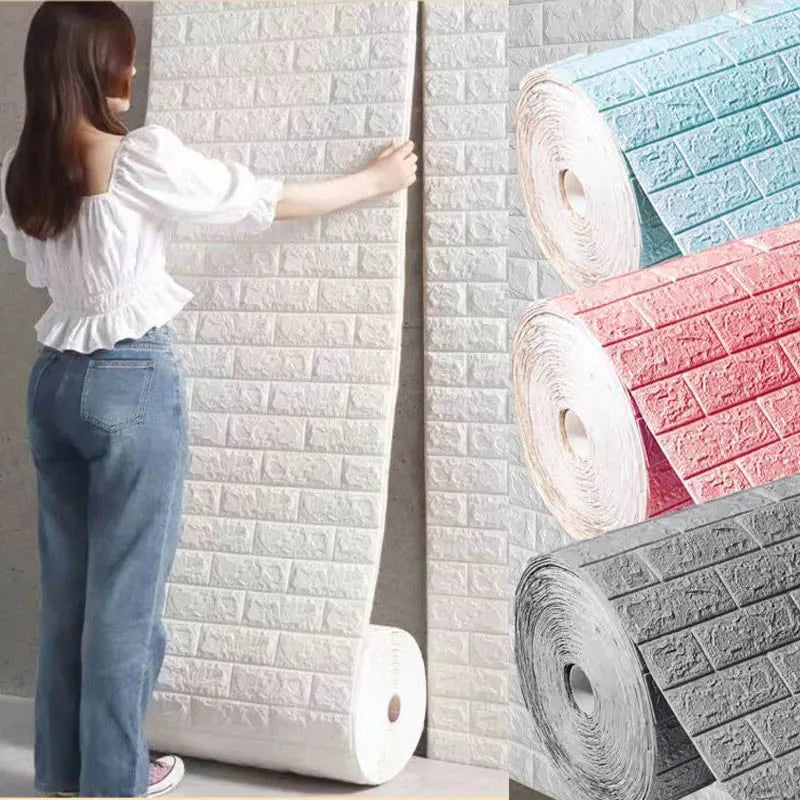 3D Brick Pattern Wall Sticker DIY Self-adhesive Living Room Home Qme