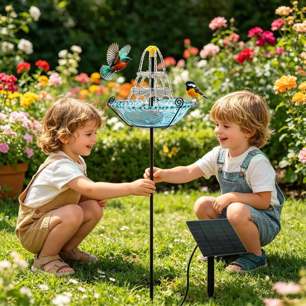 Solar Bird Bath Bluebird Watering Container Outdoor Hummingbird Waterer For Gardeners Homeowners Nature Lovers Backyard Patio Qme