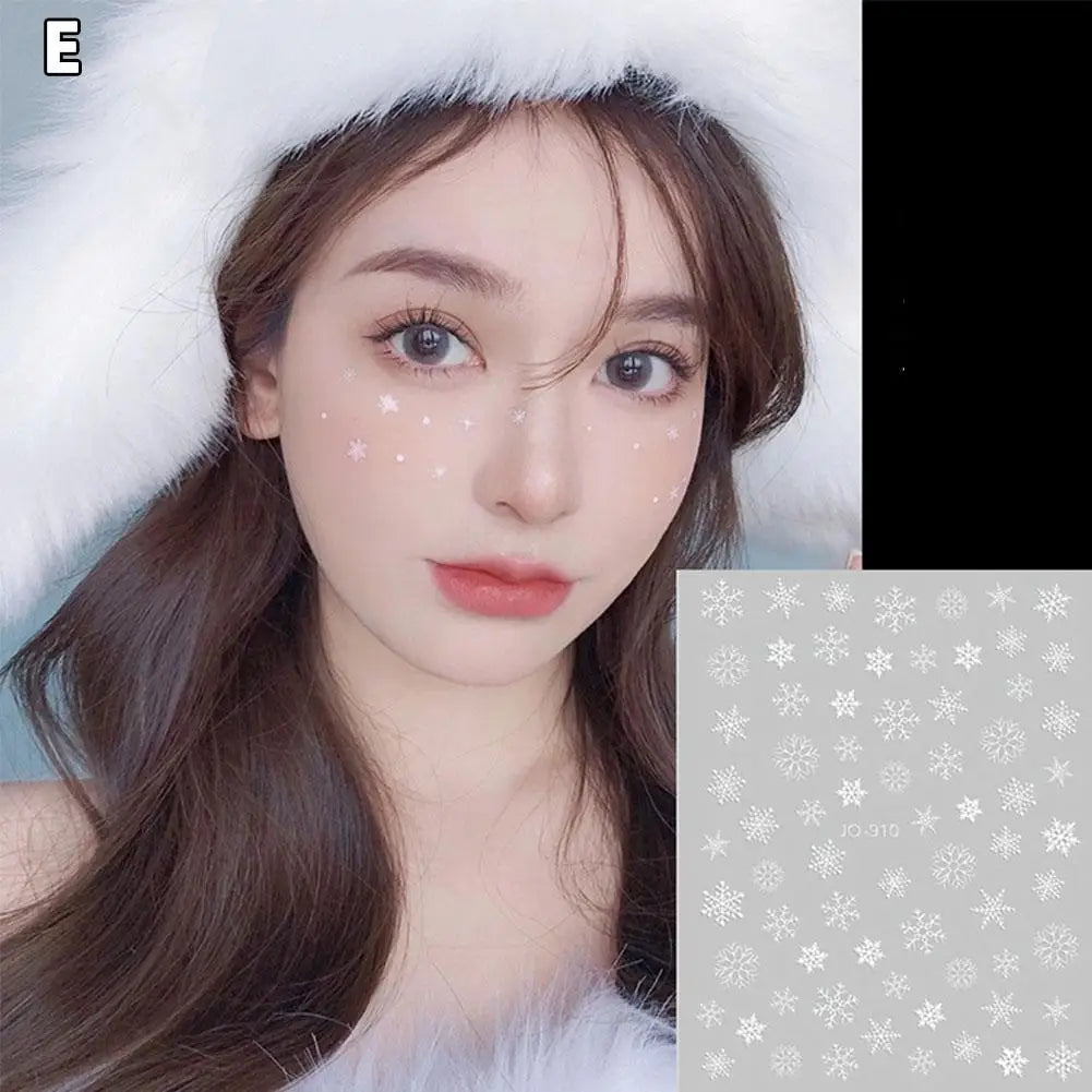 Face And Eye Makeup Stickers Christmas Face Snowflake Stickers 5D Witte Sneeuwvlok Ronde Tattoo Oogschaduw Stickers Qme E CN