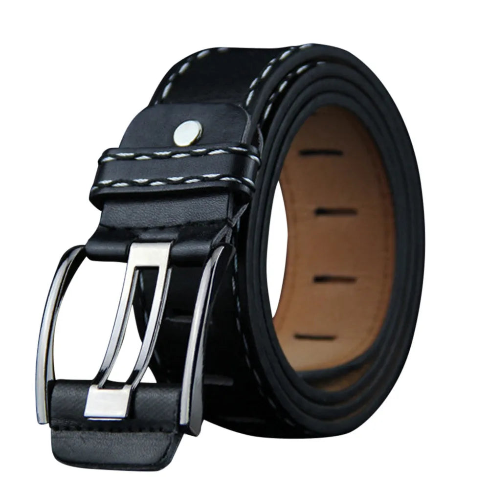 New Casual Men's Belt High Quality Designer Second Cow Leather Belts Strap Male Metal Smooth Buckle Fashion Buckle Waistband Qme