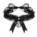 Lace Aesthetic Necklace Bow Knot Bell Choker Women's Cute Collar Qme Black