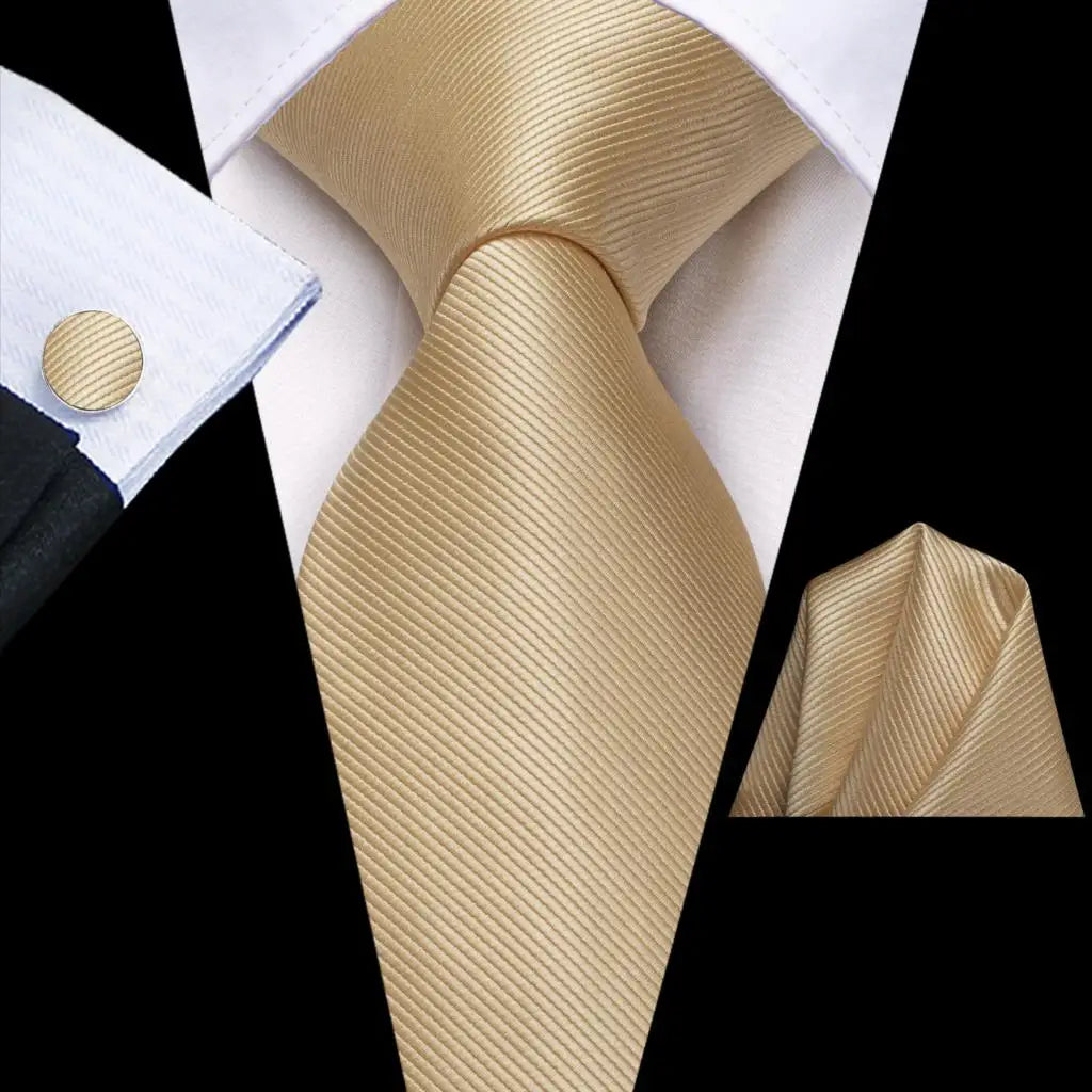 Hi-tie Solid Orange Blue Mens Fashion Necktie Handkerchief Cufflinks