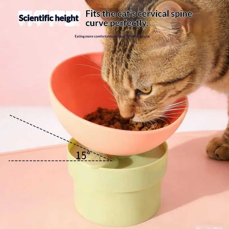 Food Container Feeder Dish Bowl Pet Supplies Cat Dog Flower Footed Qme