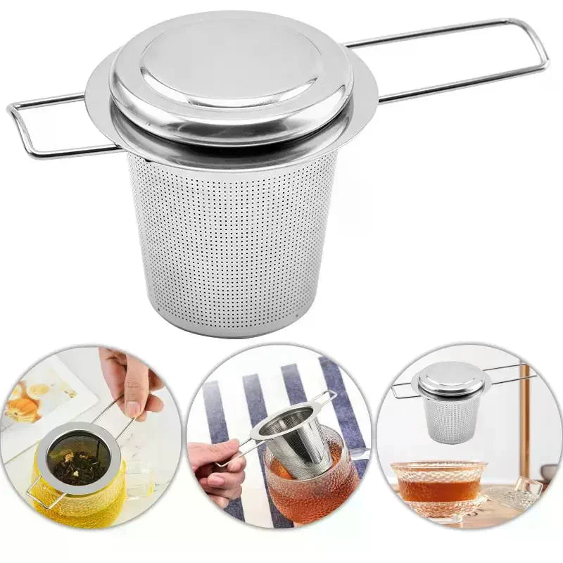 Stainless Steel Mesh Tea Infuser With Lid Reusable Cup Strainer Loose Leaf Spice Filter For Teapots Mugs Cup To Steep Tea Coffee Qme