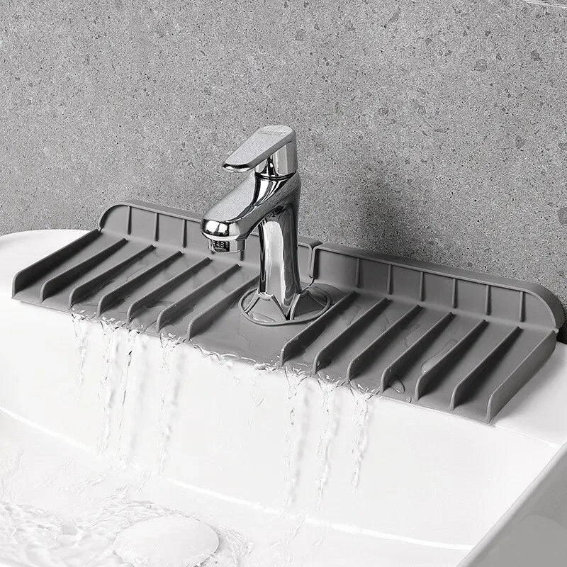 Silicone Faucet Mat Dish Soap Sponge Holder Sink Kitchen Countertop Drying Mat Bathroom Kitchen Sink Splash Guard Drain Pad Qme