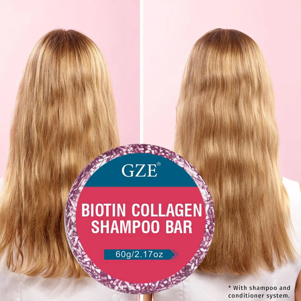 GZE Biotin Collagen Shampoo Bar Clarifying Shampoo for Men & Women Strengthening Qme