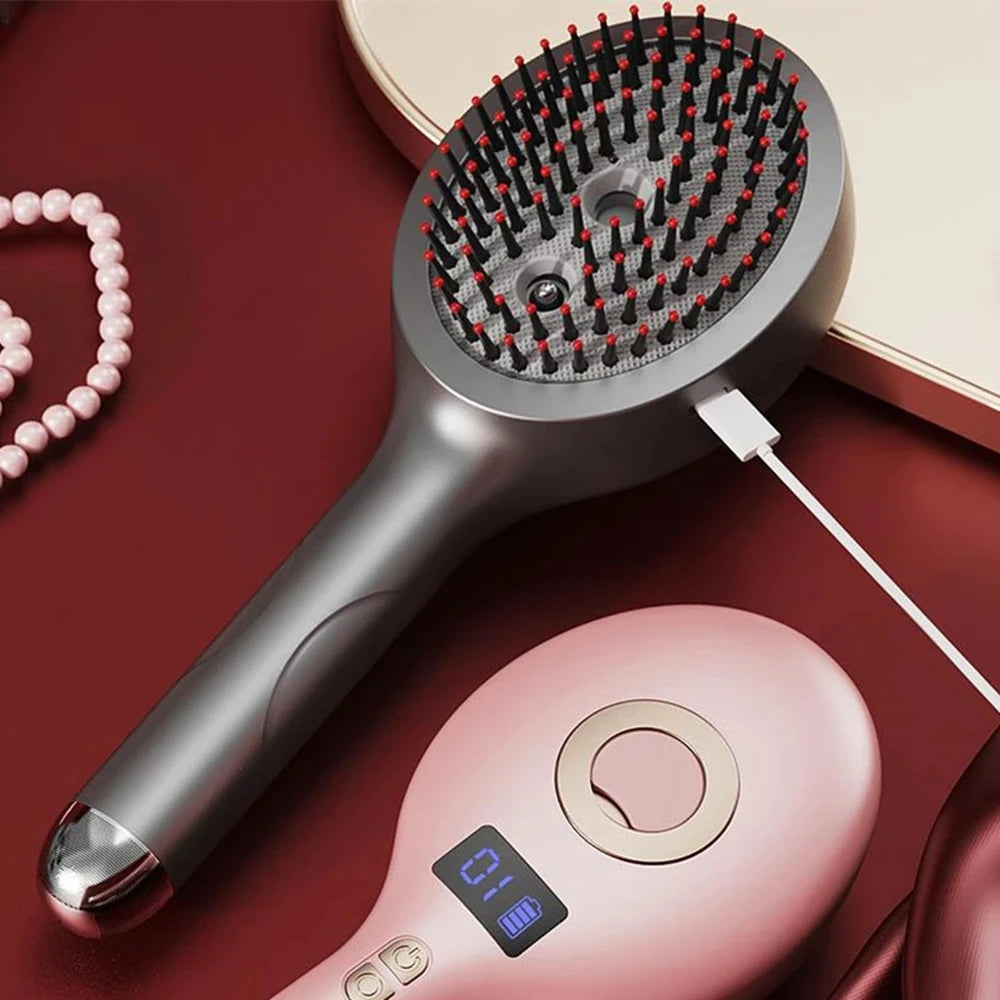 Electric Spray Massage Comb Hair Growth Vibration Head Massager Brush LED Anti Hair Loss Scalp Liquid Medicine Atomizing Comb Qme