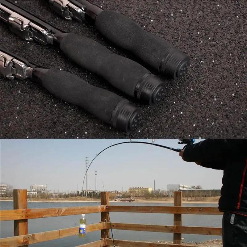 Mini Telescopic Fishing Rod Hard Fiberglass Portable Pocket Pole Tool Qme