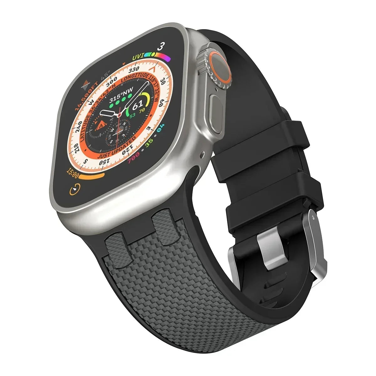 Carbon Fiber Strap for Apple Watch Ultra 2 49mm Silicone Band 45mm 44mm 42mm Men Sport Bracelet For iWatch Series 9 8 7 6 4 5 se Qme Black Gray for Ultra 2 49mm