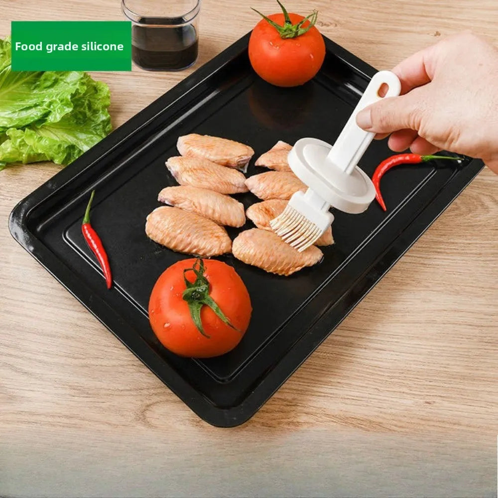 BBQ Oil Dispenser With Silicone Brush Kitchen Cooking Utensil For Outdoor Barbecue Baking And Grilling Oil Application Tool Qme