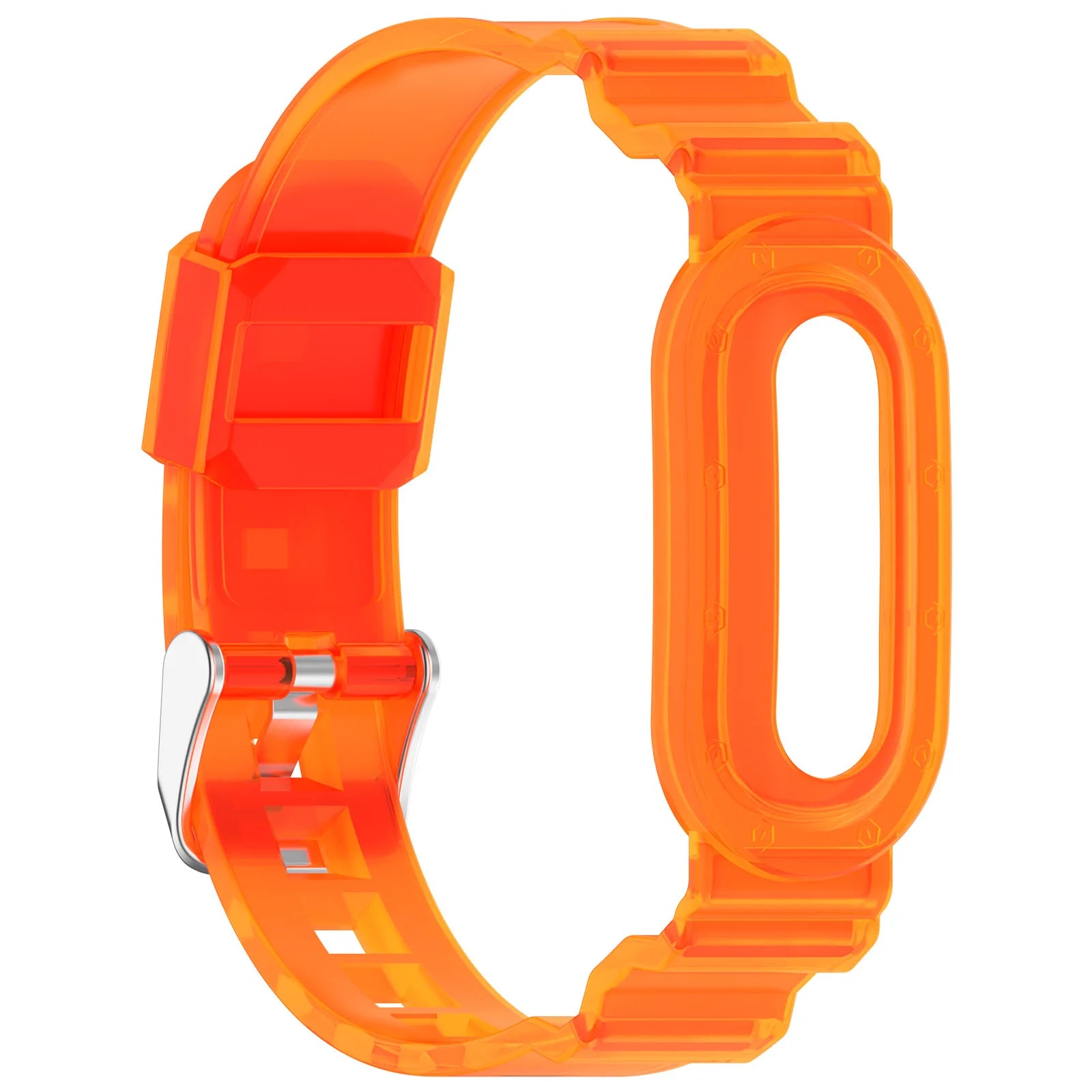 TPU Transparent Adjustable Wristband for Google Fitbit Air Fitness Tracker Watch Band Sweatproof Waterproof for Men Women Qme orange