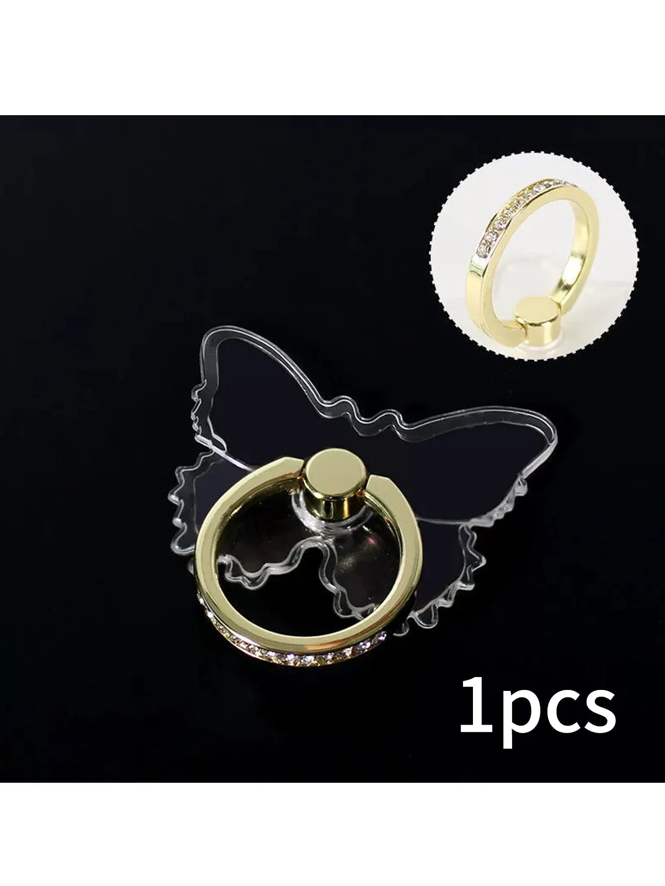 Butterfly Diamond-encrusted Transparent Crystal Decorative Ring Qme YELLOW