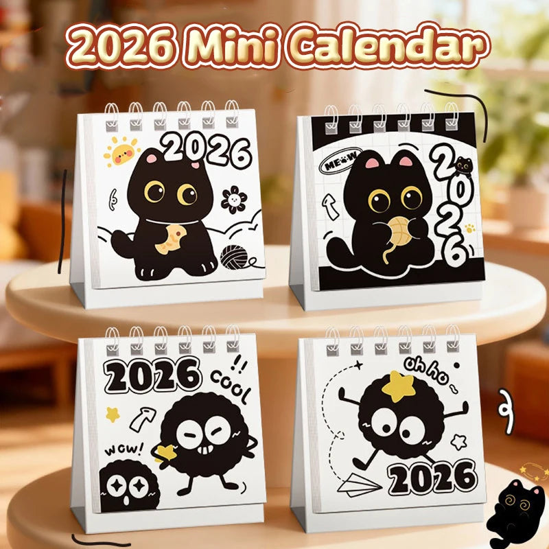 Random Mini 2026 Calendar Portable Cute Cat Office School Supplies Qme