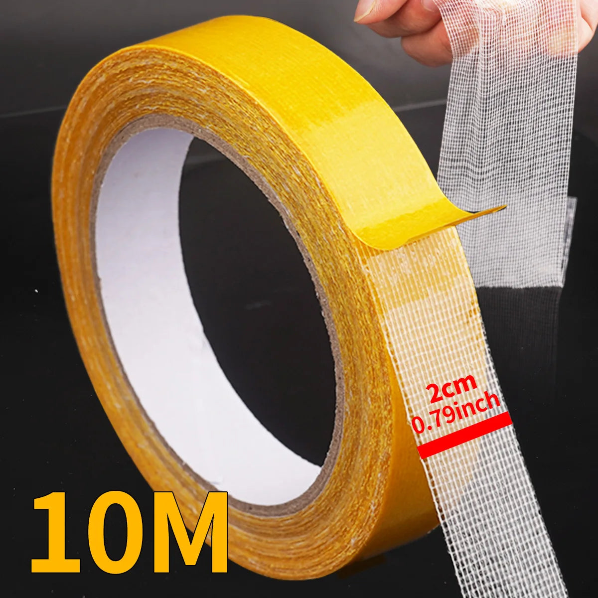 Double Sided Tape Translucent Mesh with Fiberglass Mesh High Tack Strong Adhesive for Carpet Wall Craft Qme 2cmX10M