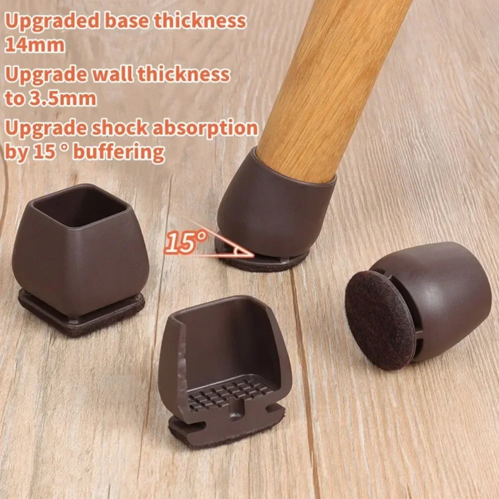 8/16PCS Chair Leg Protector TPE Diagonal Leg Table and Chair Floor Protection with Felt Furniture Leg Cover Furniture Sliders Qme
