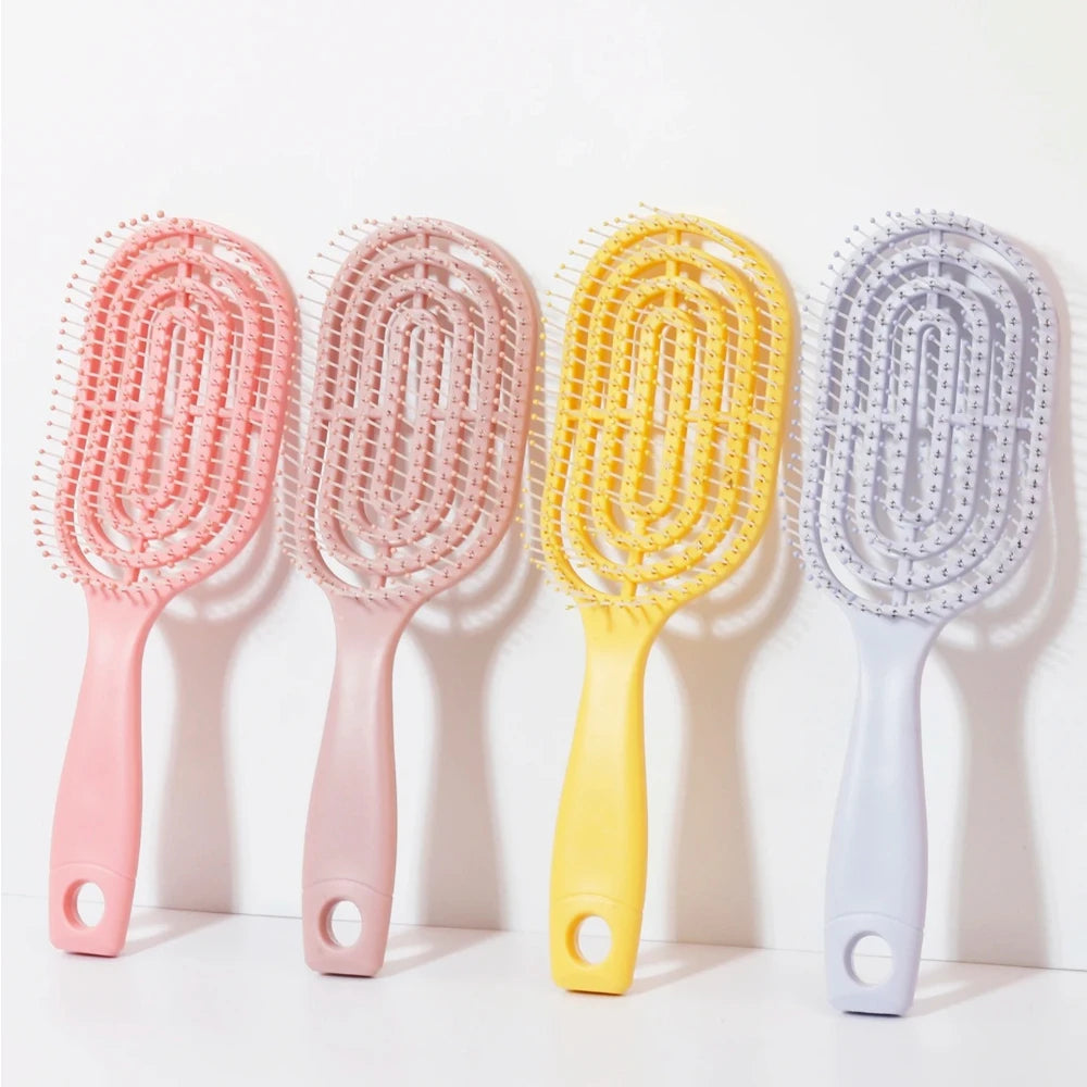 Relaxing Elastic Massage Comb Portable Hollow Comb Scalp Massage Brush Salon Styling Tool Oval Comb Special for real hair wigs Qme