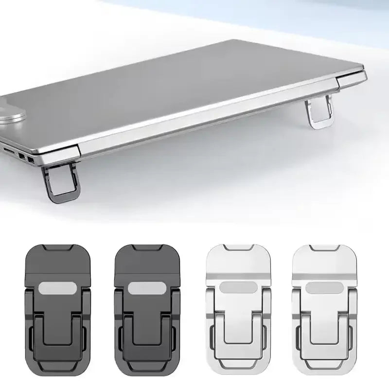 2PCS Mini Foldable Laptop Stand Portable Computer Keyboard Riser with 2 Adjustable Angles Self-Adhesive Invisible Notebook Stand Qme