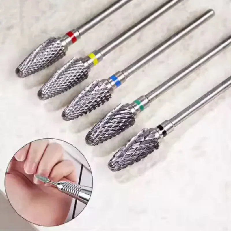 Tungsten Steel for nail Drill Bit Spiral Pattern for nail Buffing Head for Nail Buffing Polishing nail Gel Removal Safe Material Qme