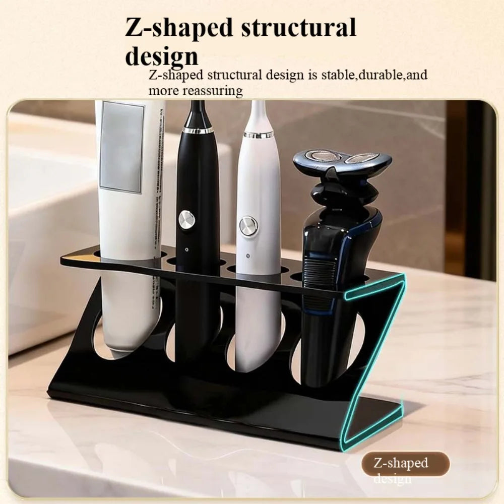 Multi Slot Bathroom Toothbrush Holder Stand Counter Top Toothpaste Shaver Storage Rack Decor Organizer For Family Bathroom Qme