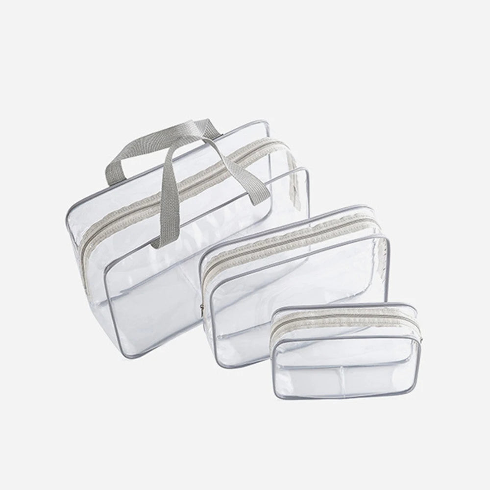 Travel Bag Pvc Transparent Waterproof Portable Makeup Bag, Suitable For Business Trips Toiletries Cosmetics Storage Qme Grey M