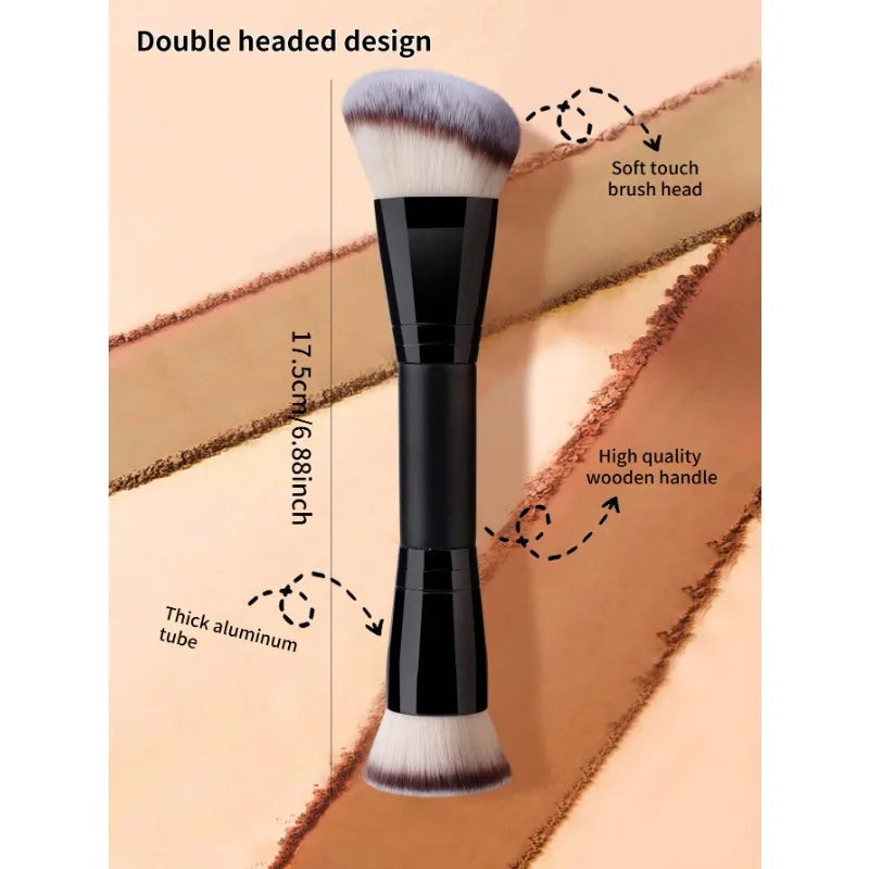 Double End Makeup Foundation Brush Blending Liquid Pressed Powder Qme
