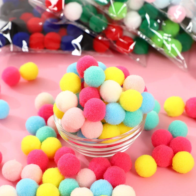 Lot Macaron Pompom Fluffy Ball Coloful Plush Handmade Craft Hairband Qme