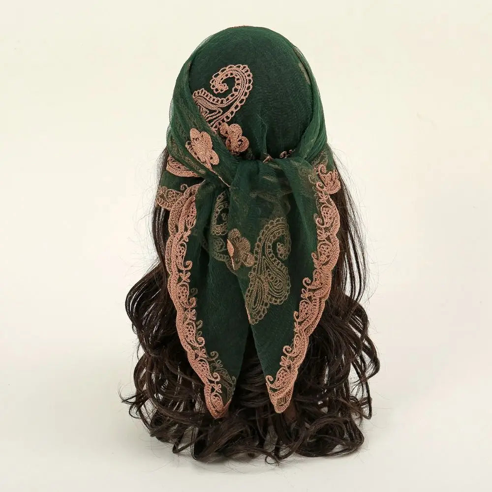 Embroidered Lace Embroidery Square Scarf Thin Cashew Pattern Lace Headwrap Breathable Fabric Lace Trim Lace Shawl Headband Qme