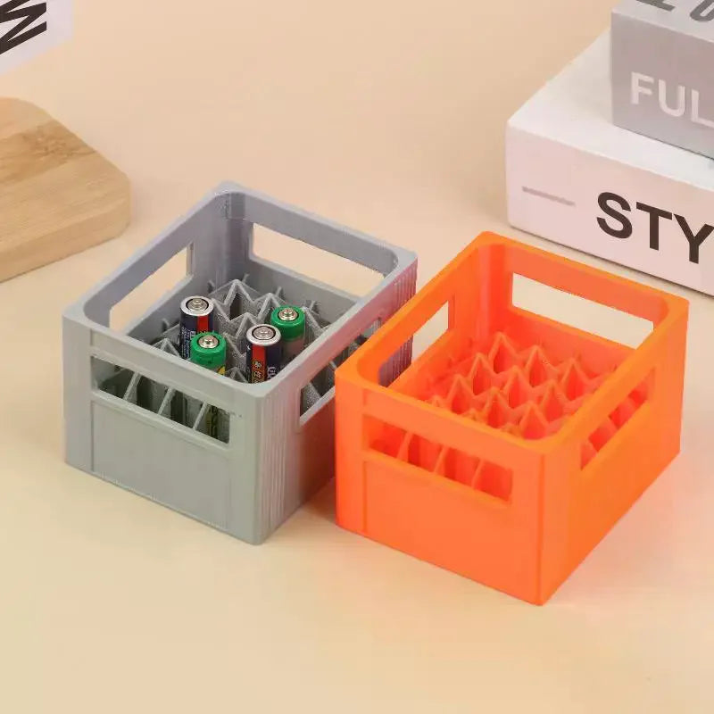 3D Printed Beer Crate Style Battery Storage Case No. 5 Aa No. 7 Aaa Battery Basket Stackable Batteries Storage Box Home Decor Qme
