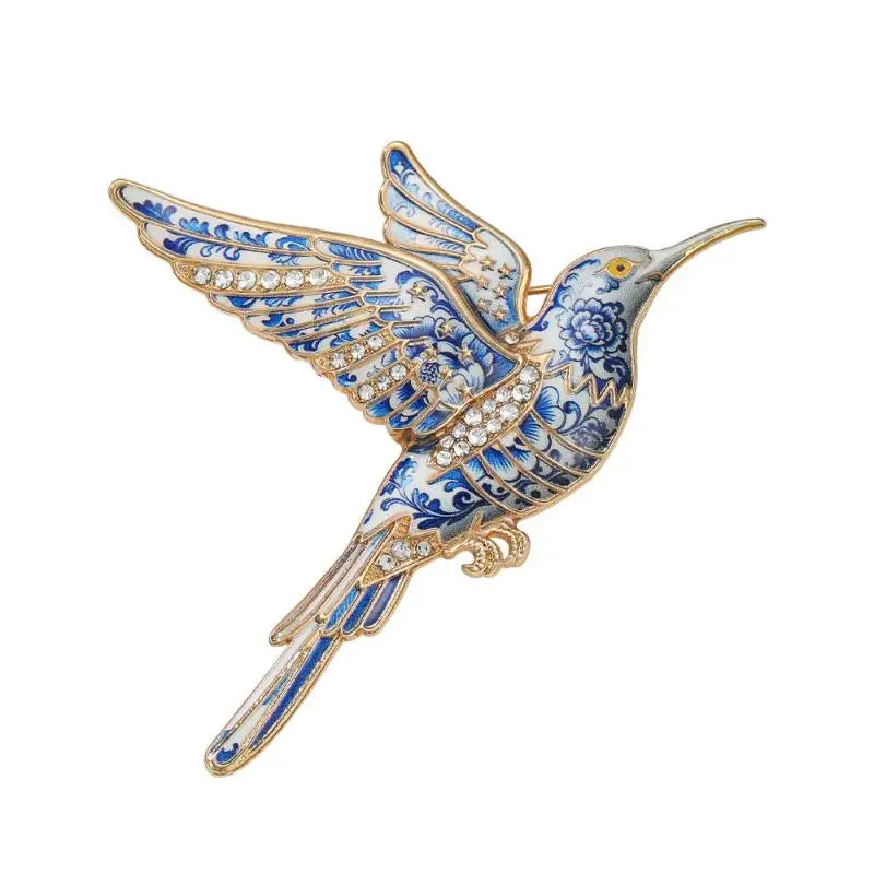 Chinese Blue White Porcelain Pattern Brooch Elegant Floral Animal Design for Cheongsam Banquet Outfit Decor Lapel Pin Qme D