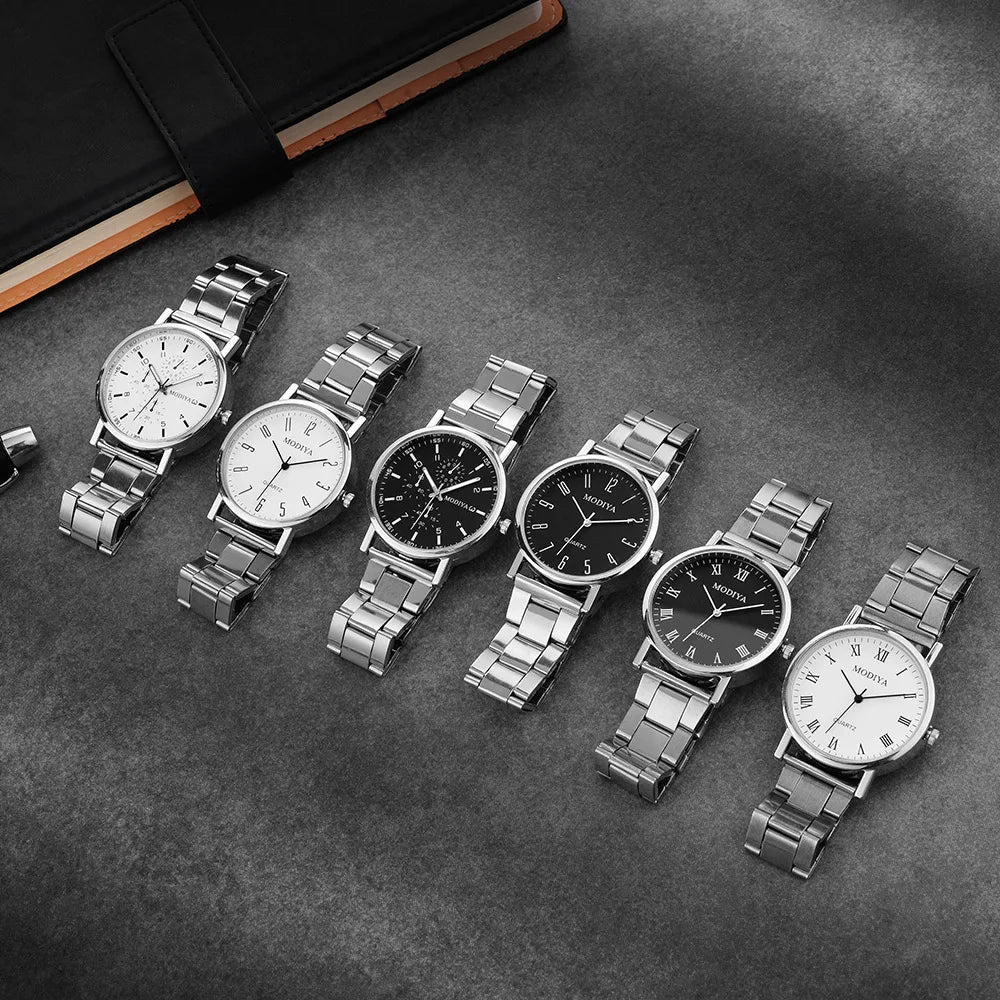 New Men's Fashion Business Steel Strip Watch Trendy High Beauty Quartz Watch Decorative Gift Watch Qme