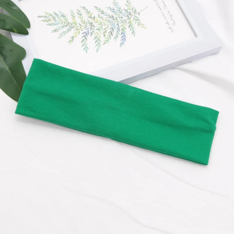 Cotton Solid Sports Headbands Gym Running Yoga Sweat Hair Bands Qme green