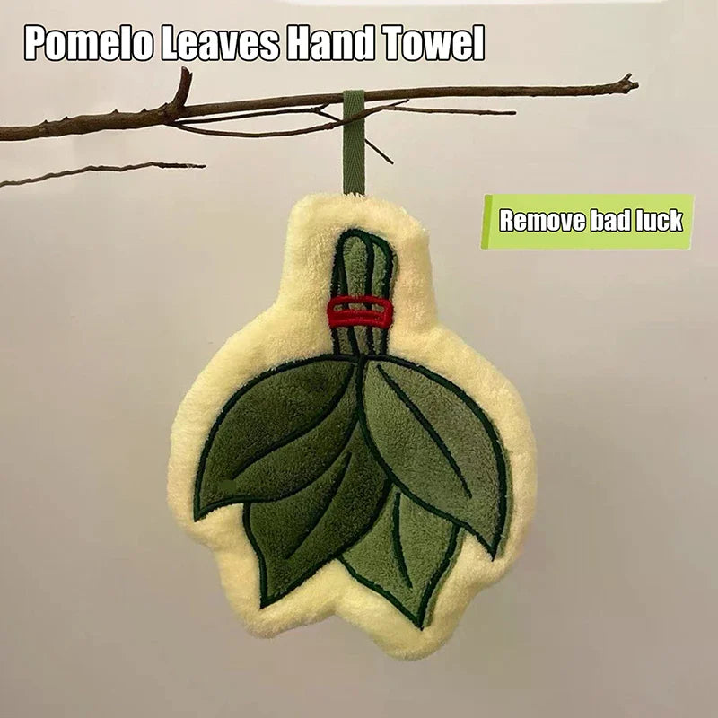 Drive Away Bad Luck Pomelo Leaves Hand Towel Quick Drying Soft Coral Fleece Hand Towel For Home Decor, Bathroom, And Kitchen Use Qme