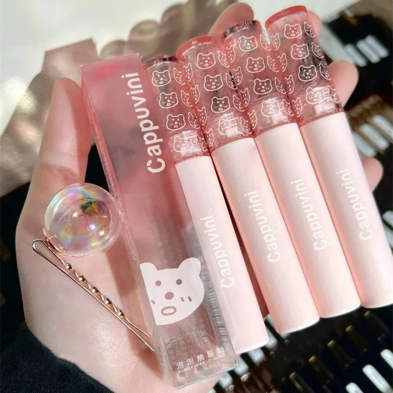1PC Mirror Water Lip Gloss Cherry Pink Transparent Waterproof Long Lasting Moisturizing Nude Clear Tint Glass Lips Oil Makeup Qme