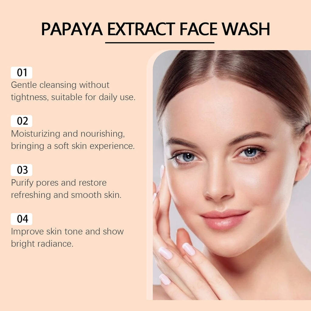 Papaya Face Wash Oil Control Gentle Cleanser Not Tight Moisturizing Hydrating Skin Rejuvenation Clean Pore Brightening Face Wash Qme