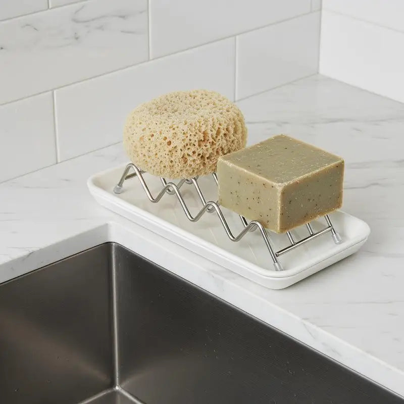 Stainless Steel Soap Rack Drainage Tray Multifunctional Bathroom Qme