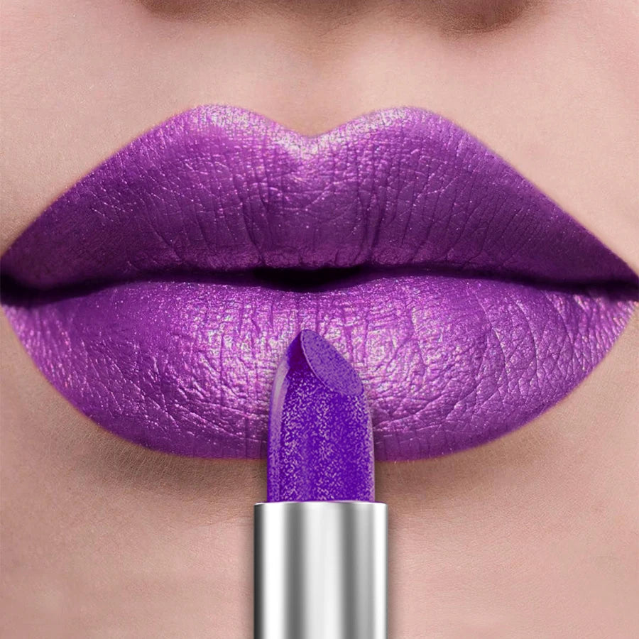 21Colors Bold Intense Glitter Shiny Metallic Lipstick Pearlescent Lip Qme 114