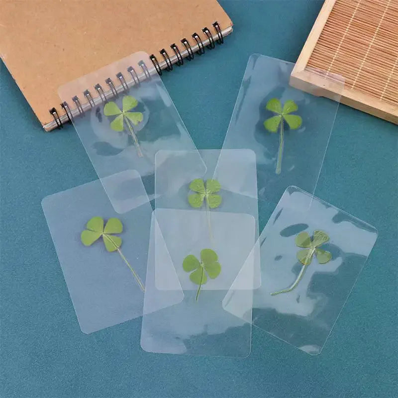 1 5 Lucky Clover Postcards Natural Grass Transparent Wishing Cards Qme