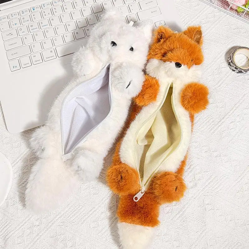Funny Animal Pencil Pouch Plush Cartoon Design School Students Qme