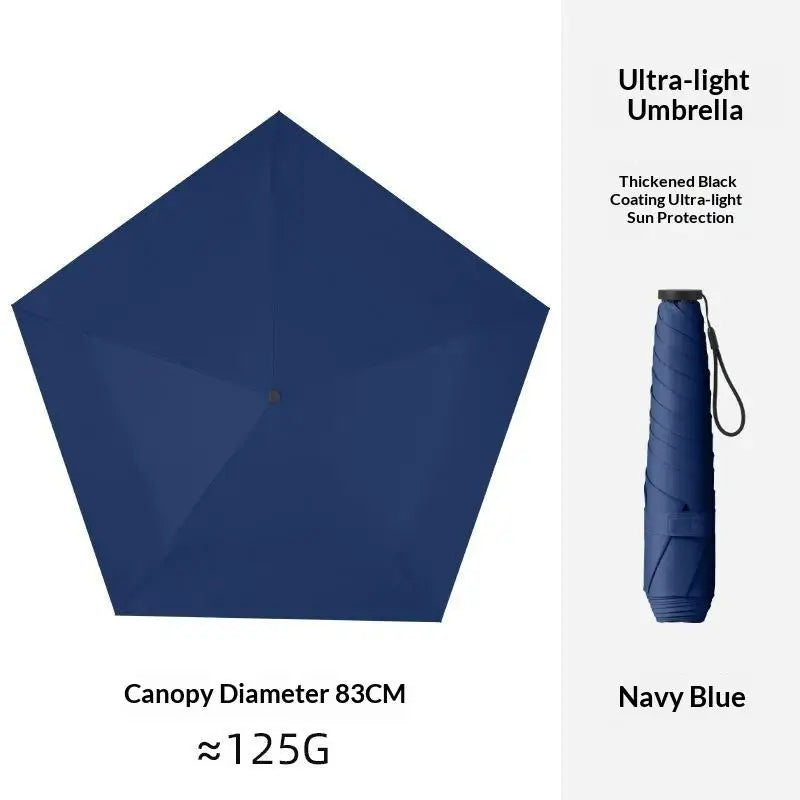 2 In 1 Sun Protection Ultra Light Pencil Umbrella Portable Folding UV Block Travel Umbrella Mini Pocket Rain Umbrella For Women Qme A6 5K metal-fiber composite