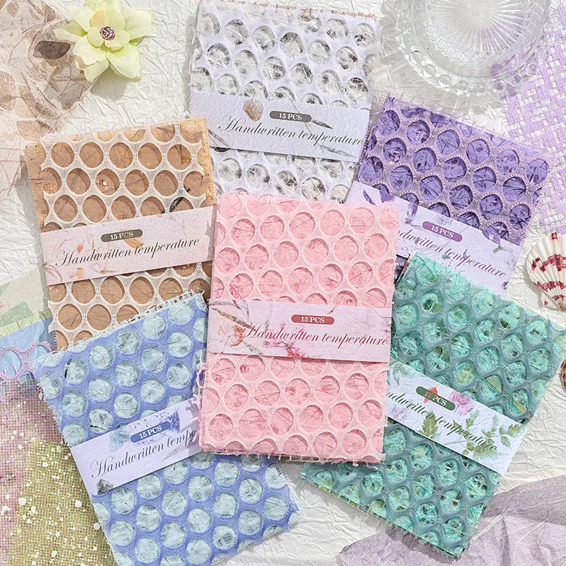 15 pcs Vintage Mixed Materials Lace paper Decor Scrapbook Materials DIY Photo Album Collage Journal Creative Stationery Supplies Qme