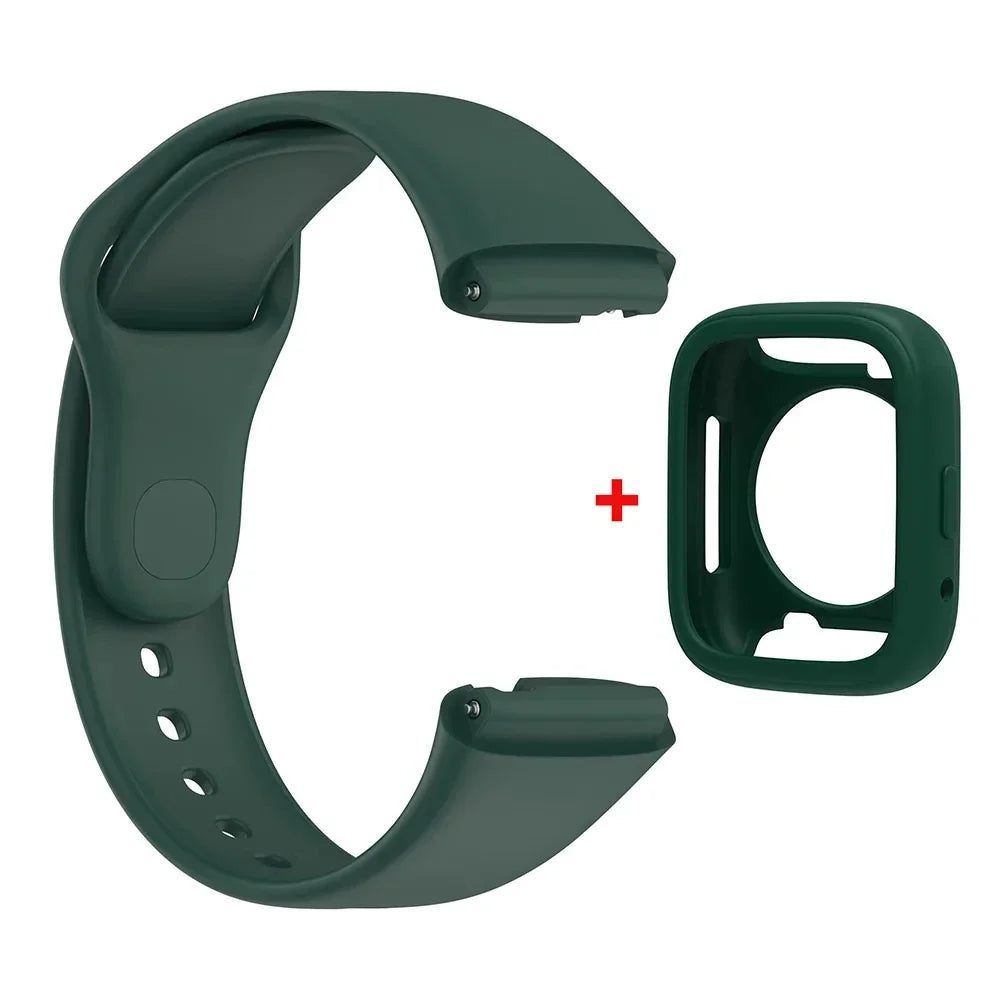 Silicone Strap For Redmi Watch 3 Active/Lite Bracelet Watchband + Protective Case Shell Qme DGr-DGr Redmi Watch 3 Lite