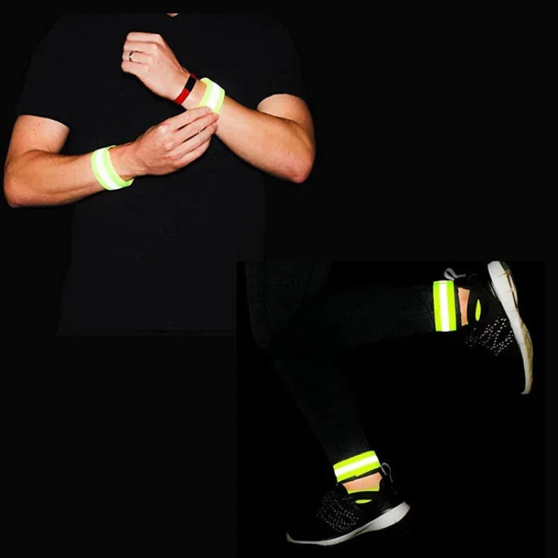 Outdoor Sports Night Running Cycling Jogging Elasticated Reflective Safety Arm Band Wristband Warning Reflector Tape Qme